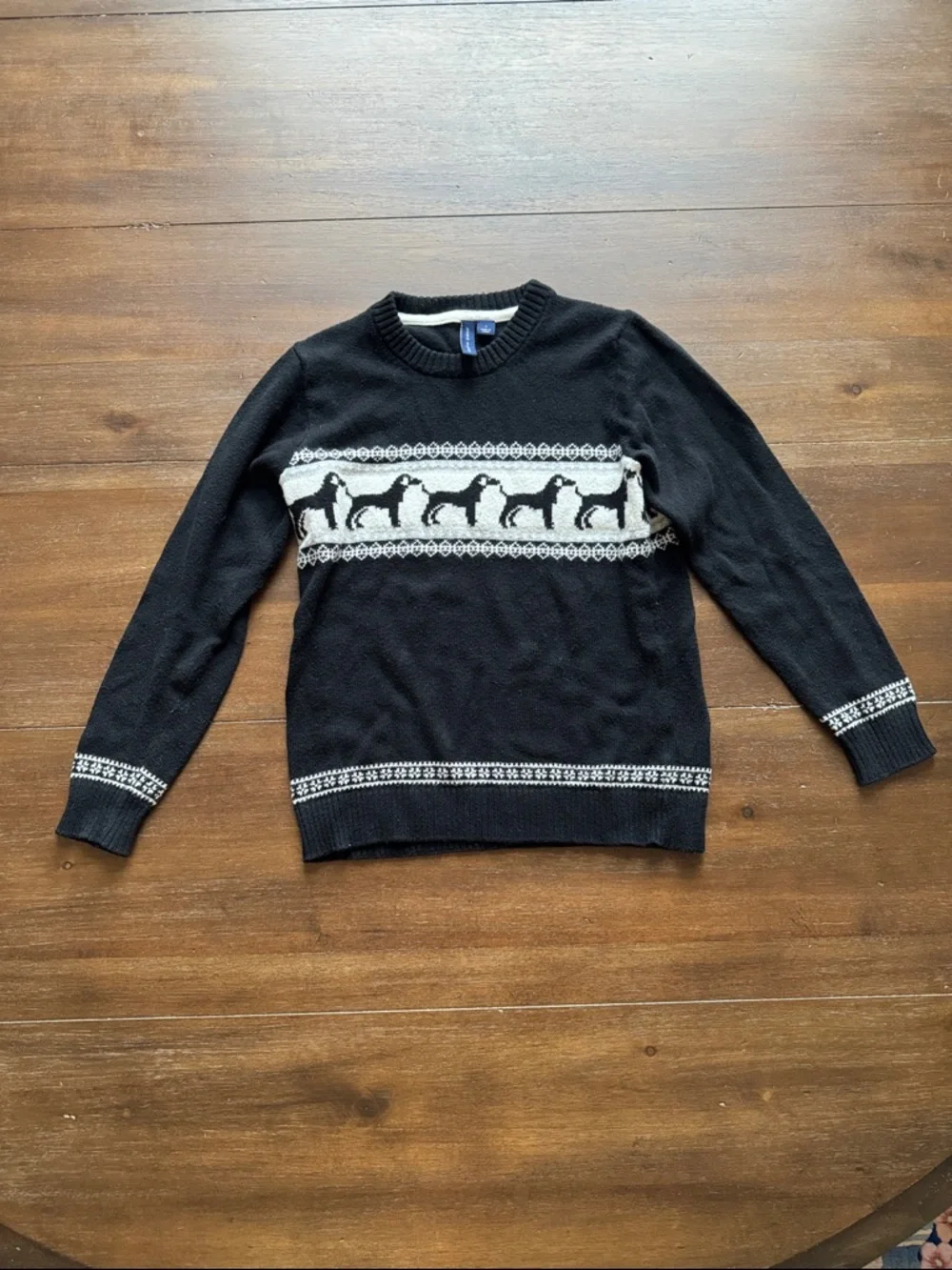 Size 7 Janie and Jack cotton blend Dog Crewneck fair isle sweater
